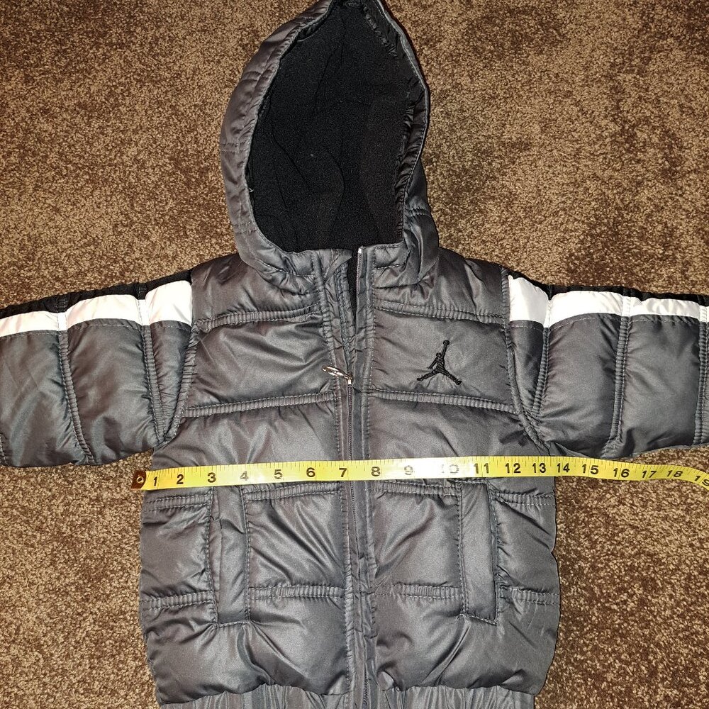 AIR JORDAN Jumpman Toddler Quilt Puffy Hoodie Zipper Coat Gray Sz 12 Months - Picture 5 of 8